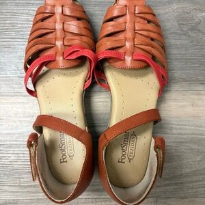 FootSmart Tejidas Woven Leather Fisherman Sandals Women's 7M Comfort Brown Red